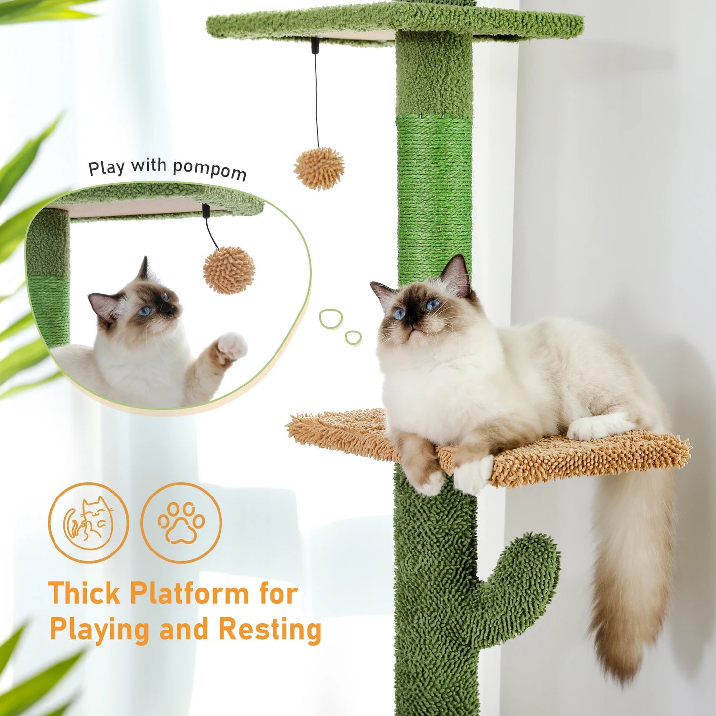 Furbn Verde Series — Floor-to-Ceiling Cactus Cat Tower for Modern Homes