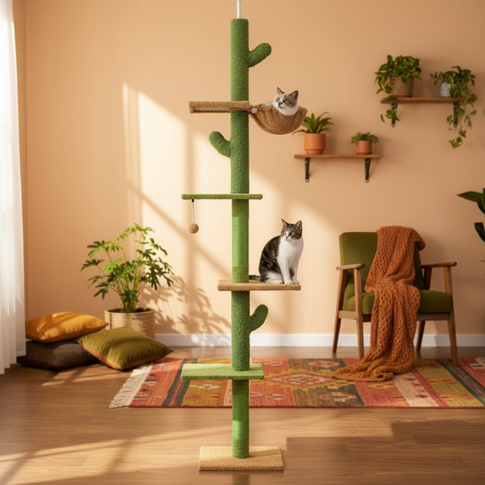 Floor-to-Ceiling Cactus Cat Tower for Modern Homes